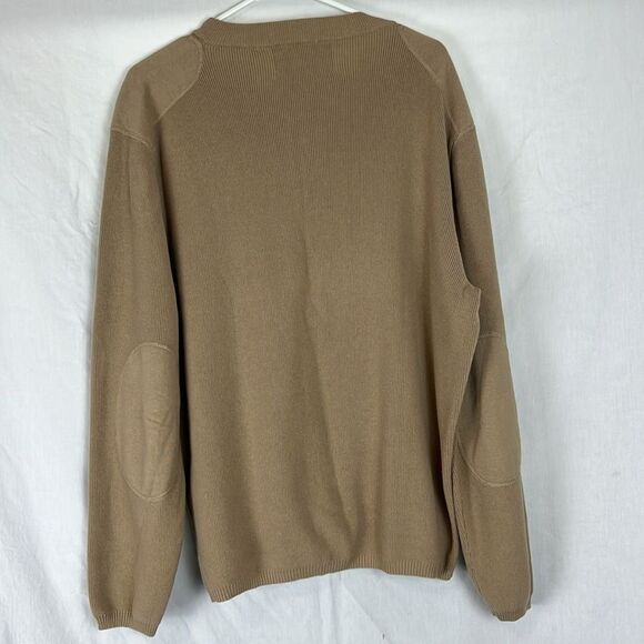 Tan Clearwater Outfitters Cotton Knit Sweater with Elbow Patches - Picture 5 of 5